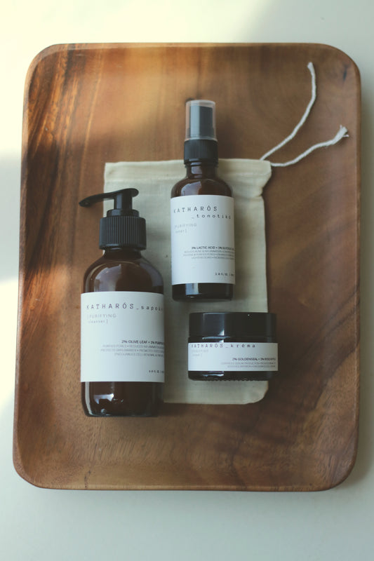 KATHARÓS | PURIFYING Complete Daily Skincare Set • Controls sebum & breakouts for oily or acne-prone skin